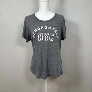 Aeropostale NYC Graphic T Shirt Women’s XL Gray Collegiate Logo Tee